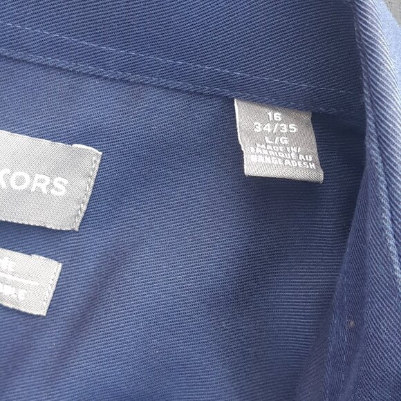 Michael Kors SZ16 Slim Fit Men's Wrinkle Free Cotton Marine Blue Button Up Shirt - Picture 7 of 15